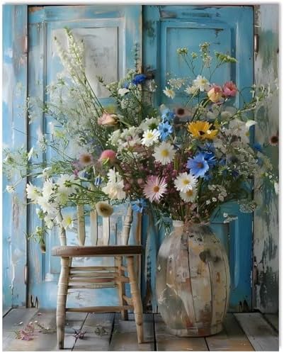 Gemozaic Vintage Floral Paint by Numbers Kit for Adults, 16x20 in,Unframed