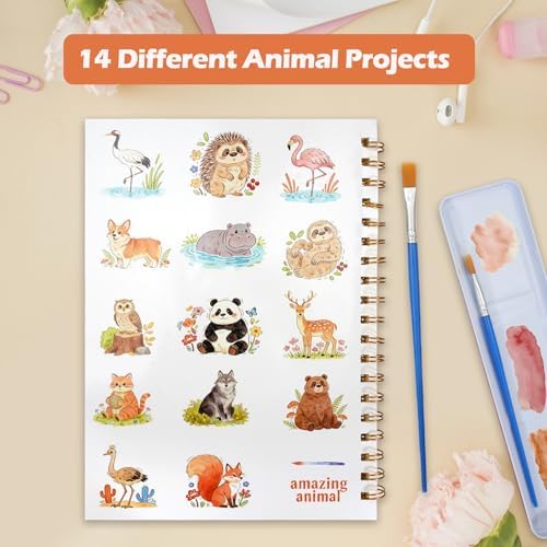 Watercolor Workbook for Adult Beginner, Animal Water Coloring Book