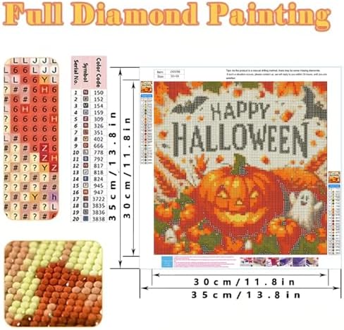 KYOQFVN Halloween Diamond Art Kits for Adults, Pumpkin Diamond Painting Dots Gem Art, DIY Paint by Diamonds for Wall Decor for Home Office 14x14 Inch