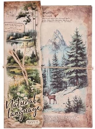 icceemee 160 Sheets of Nature Scrapbook Paper, journaling Scrapbook Supplies Craft Collage Paper Set, Junk Journal Bullet Journal Poster Room Decor for Card Making Decorative Gifts
