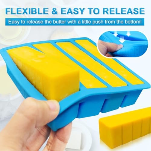 Silicone Butter Mold with Lid, Walfos Non-Stick Tray Fits Standard Butter Stick Size, Large Cavity, Holds 8 Tablespoons, Ideal For Soap Bar, Energy Bar, Brownie, Cake
