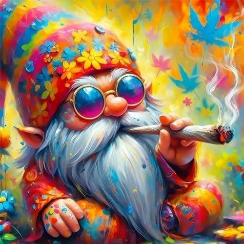 Meothan Paint by Numbers Kit for Adults Beginner 16X16 inch (Without Frame) | Gnome Adult Paint by Number Kits on Canvas, DIY Acrylic Oil Easy Painting by Numbers for Home Wall Decor