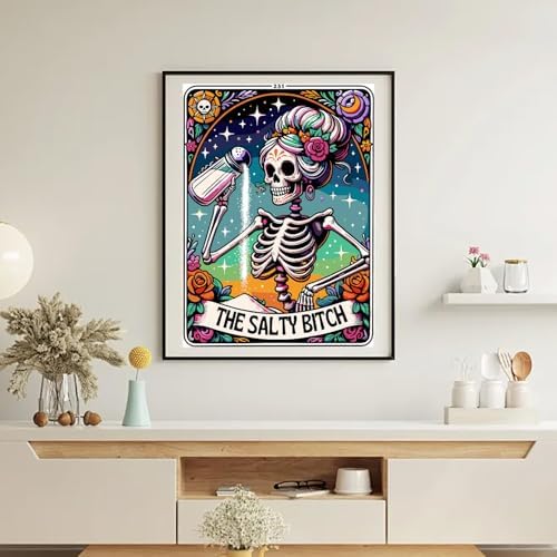 GOUOYANA Paint By Numbers Kit for Adults-Skull THE Salty Funny Canvas | Adult Paint by Number Kits on Canvas for Painting DIY Skull THE SALTY Painting Art by Numbers for Home Wall Art Gift12X16in
