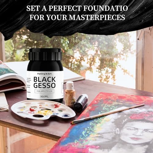 Falling in Art 16.9 Oz Black Gesso Primer for Acrylic &Oil Painting