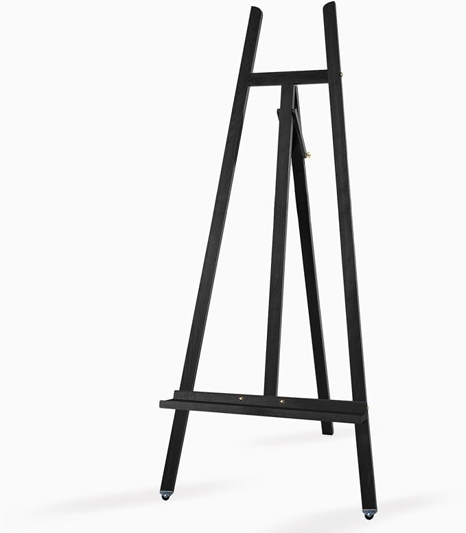 A-Frame Wooden Display Easel, Lyre Beechwood Studio Easel Stand, Black
