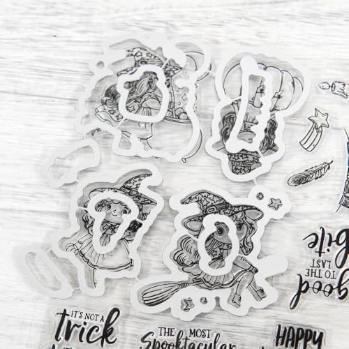 Witch Pumpkin Halloween Clear Stamps and Die Cuts Sets for DIY Card Making