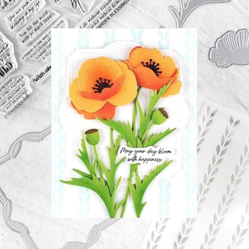 Scrapbooking Die-Cuts, Layer Frame Net Set Metal Cutting Dies for Card Making, Paper Craft Template, Background Embossing Stencils, DIY Album Décor (Flower Set D-10.6x14.1cm)
