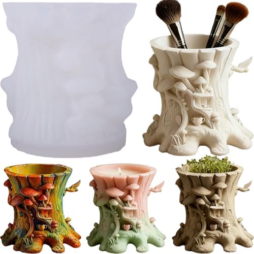 Resin Mushroom Molds, Silicone Tree Stump Mold for Epoxy, Concrete