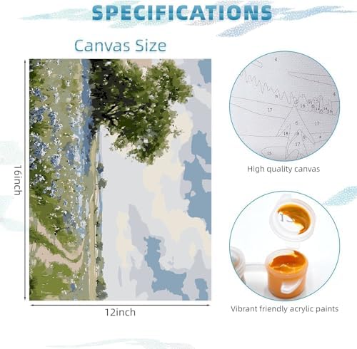EIBEILI Rural Scenery Paint by Numbers Kit for Adults Beginner,Wildflowers Adult Paint by Number Kits on Canvas,Easy Canvas Paint by Numbers for Adults for Home Wall Decoration 12 X 16 inch