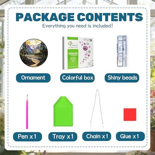 CRZMODE Landscape Diamond Art Hanging Kit for Adults, Landscape Pendant Diamonds Painting Art Kit, Special Crystal Diamond Art Painting Pendant Ornament, Craft Gift for Women Home Window Decor
