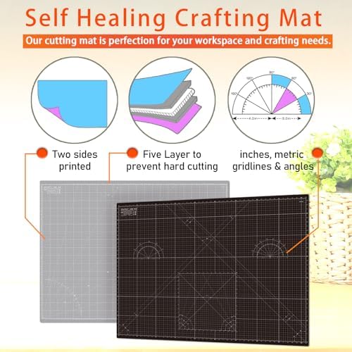 Self Healing Cutting Mat A1 24"x 36" Double Sided Black Mat