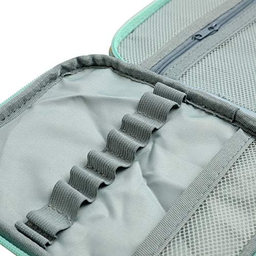 Crochet Hook Case, Zipper Storage Organizer Bag with Web Pockets for Crochet Needles/Knitting Accessories/Crochet Hook Kit Tools, Lightweight, Easy to Hold