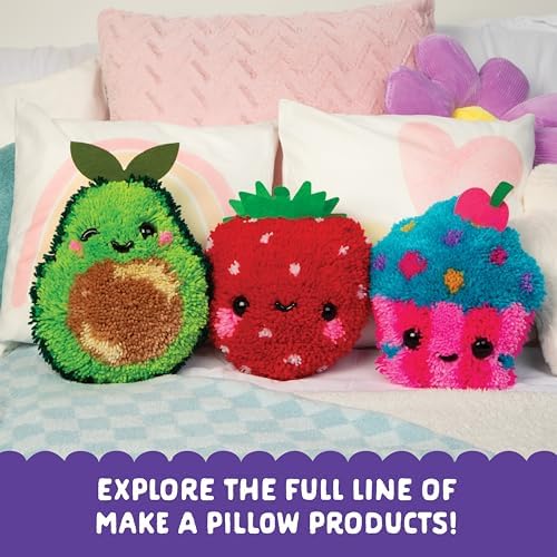 LatchKits Cupcake Pillow - Latch Hook Kits for Kids, Arts and Crafts, Yarn Art, Kids Crafts, Toys for Girls, Birthday Gift for Girls, Easy to Follow Pattern, Hook Included, Craft Kits, Ages 6+