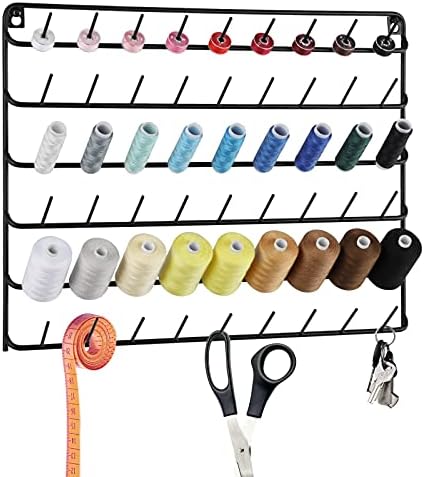 YBING Thread Holder Wall 54 Spools Thread Rack Black Metal