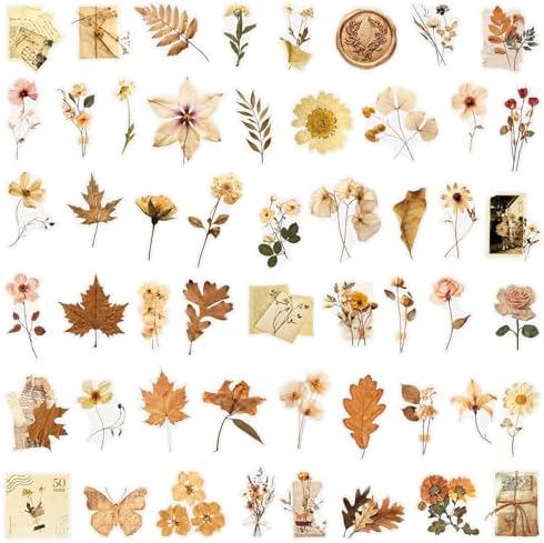 Transparent Flora Scrapbook Stickers Aesthetic Flowers Stickers(100)