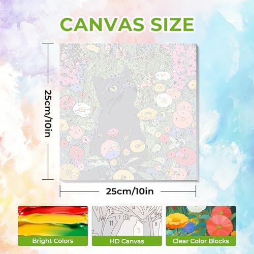 Amaieuin Paint by Numbers Adults Frame with Easel,Black Cat Paint by Number Adult,Paint by Number for Adults with Frame for Home Wall Art Decor 10x10in