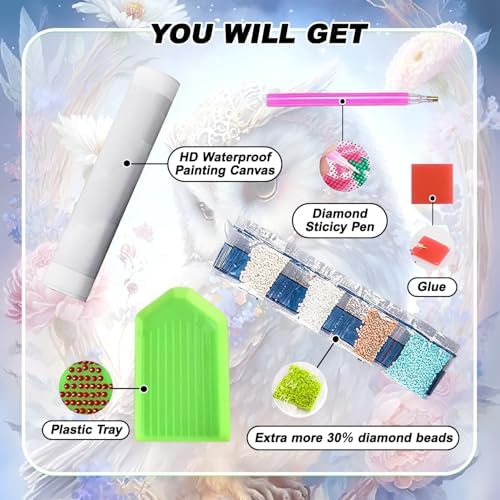 VeGuude Diamond Art Kits for Adults, Full Drill Owl Diamond Painting Kits for Beginners, DIY Full Rhinestone 5D Flower Diamond dots (Gemstone Craft), Home Wall Decoration (12x16 inch)