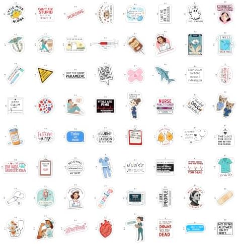 100Pcs Funny Nurse Stickers for Water Bottle, Laptop - Nurse Appreciation Gifts, RN Party Supplies - Nursing Week, Healthcare Medical Hospital Stickers
