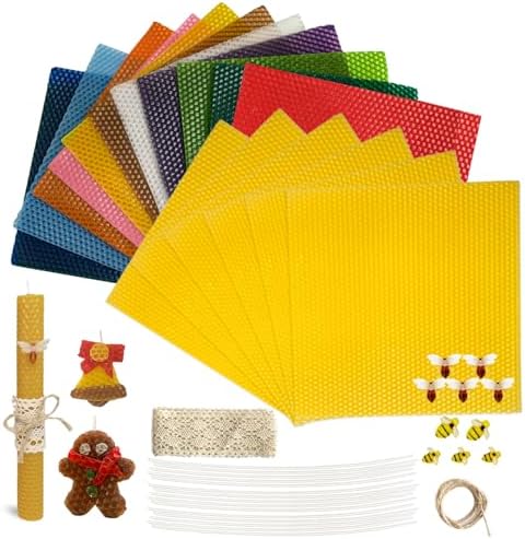 Lacaser Beeswax Sheets for Candle Making, Full Candle Making 50 Pcs Kit