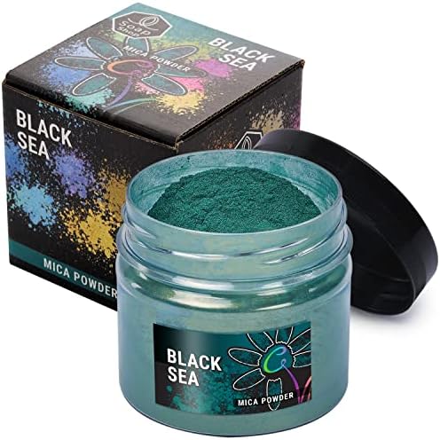 Black Sea Mica Powder for Resin Coloring 2 oz - Pigment Powder for Nails