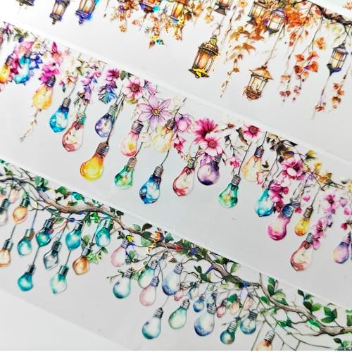 PET Tpae Stickers for Journaling,3 Rolls Lighting Washi Tape Stickers for Scrapbooking,Junk Journal Supplies,DIY Craft,Gift Wrap,Notebook,Phone Case(Night Light)