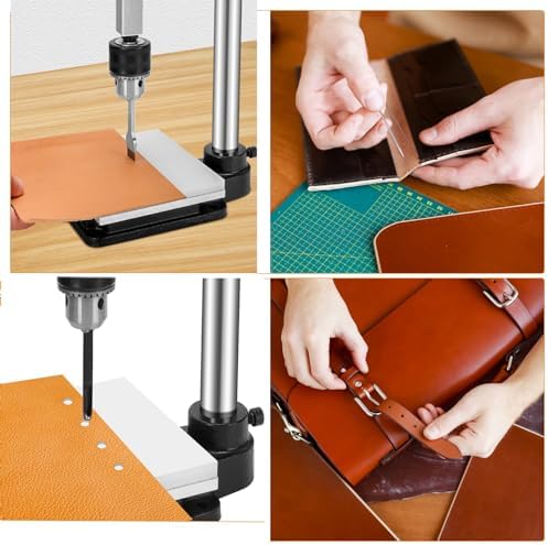 Leather Press Hole Puncher Upgraded Hand Punching Machine for DIY Leather Craft Punching Holes Cutting,Forming Pressing,Install Rivets and Snap Buttons