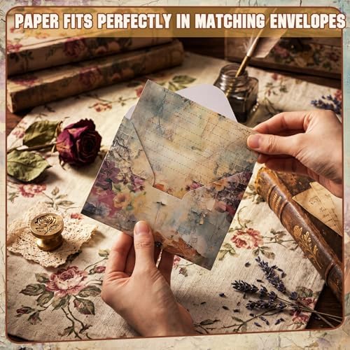 TaoBary 160 Pcs Vintage Floral Stationery Paper and Envelopes Set