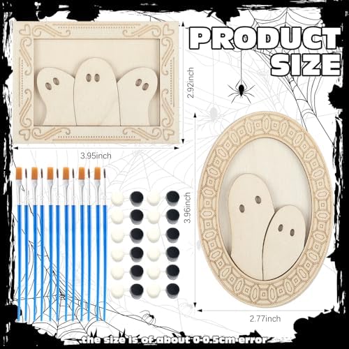 Simgoing 24 Set Adult Halloween Craft, Wood Ghost DIY Frame, Fashion Style