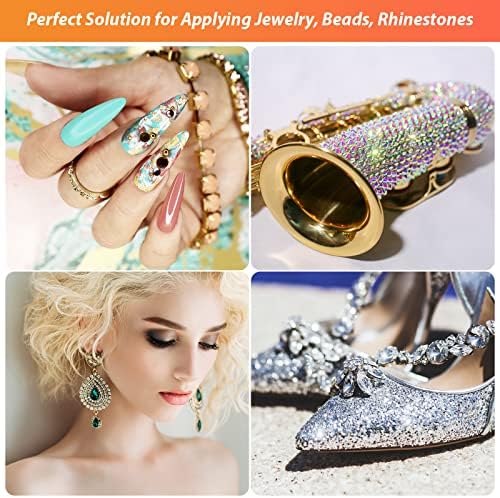 B7000 Clear Adhesive with Precision Tips, 5 PCS B-7000 Jewelry Bead Glue for Diamond Rhinestone Applicator Tools Set - Strength Adhesive for Nail Art DIY Crafts Clothes Shoes Bags