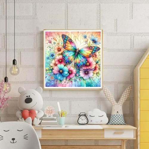 EIBEILI Diamond Art Kits for Adults-Butterfly Flower Diamond Painting Kits