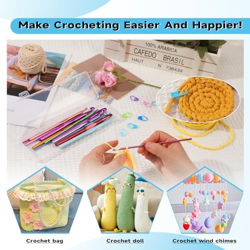Mayboos 35 Pcs Crochet Hooks Set, Colorful Metal Crochet Hooks 2.0mm~10.0mm