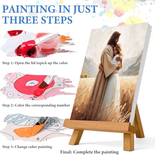 Jesus Paint by Numbers Kit for Adults Framed Canvas 12X16 in, Frameworkless