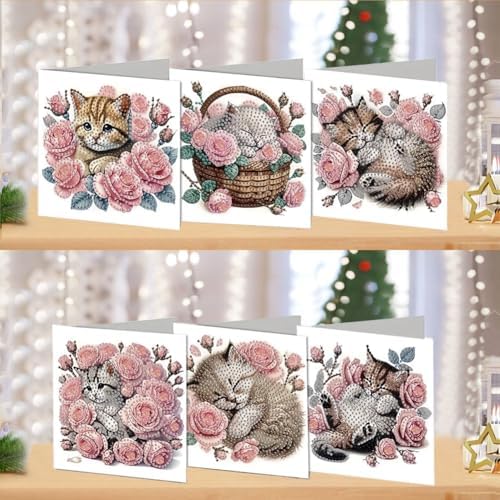 DDGYP 6-Pack Diamond Art Kits for Adults, Diamond Art Cards for DIY Crafts