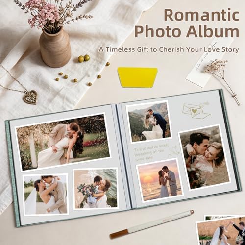 Popotop Photo Album Self Adhesive Scrapbook Album for 4x6 5x7 8x10 Pictures DIY Photo Book as Scrapbooking Supplies Kits, Birthday Gifts for Women Mom Wedding Baby Family Travel
