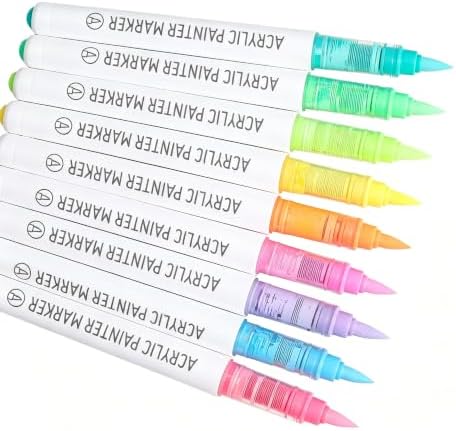 languo Acrylic Paint Markers, 9 Colors Dopamine Series B, Soft Brush Tip