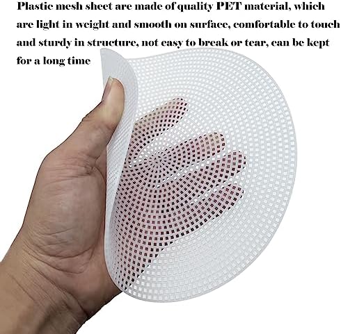 Allazone 58 PCS Mesh Plastic Canvas Sheets 5 Size Round Clear Plastic Canvas for DIY Crafts Embroidery Cross Stitch, Acrylic Yarn Crafting, Knit and Crochet Projects