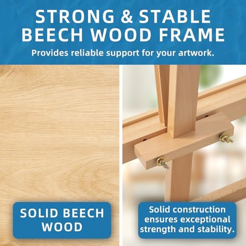 Falling in Art H-Frame Studio Easel with Storage Drawer, Natural