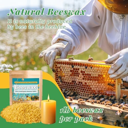 Handnatur Beeswax Candle Making Kit for Adult, 4lb Wax for Candle Making, Including Organic Beeswax with Digital Wax Melter, Cotton Wick, Wick Stickers