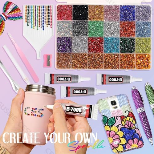28000 Pcs Color Rhinestones Bedazzling Kit, Resin Bedazzling Rhinestones