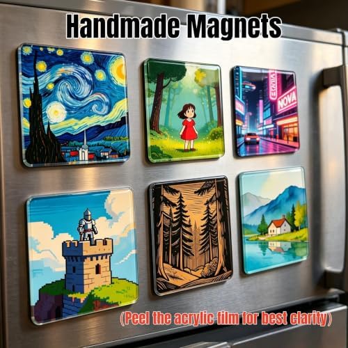 25 Pack Clear Acrylic Fridge Magnet Blanks 1.97x1.97in 5mm(0.2in) Thick Magnet Sheets DIY Craft Kit(Square)