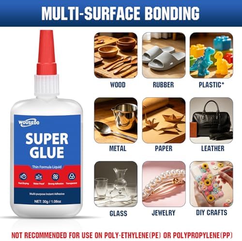 Super Glue Liquid 30g, Fast Bonding Instant All Purpose Crazy Glue