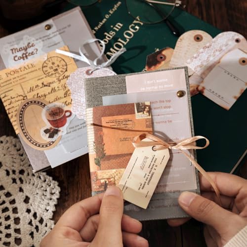 200PCS Vintage Scrapbook Paper Journaling Scrapbooking Supplies Kit Retro Decorative Craft Paper Assorted for Bullet Junk Journals Card Making Craft DIY, Written Letters