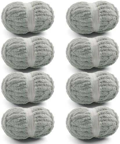 Chunky Yarn for Hand Knitting, Green Chunky Chenille Yarn for Crocheting
