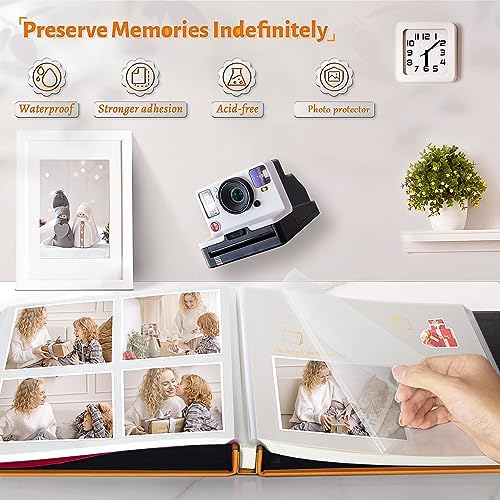 Artfeel Photo Album Self Adhesive Scrapbook,120 Pages Large Photo Book for 4x6,5x7,8x10 Pictures,DIY Album for Baby Wedding Family Travel Birthday,with Metallic Pen and Scraper