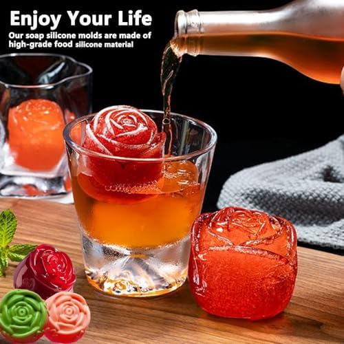 3 Pack Silicone Soap Molds,Flowers Soap Mold for Soap Making,Great for Handmade Soaps,Lotion Bars,Biscuit,Chocolate,Moon Cake