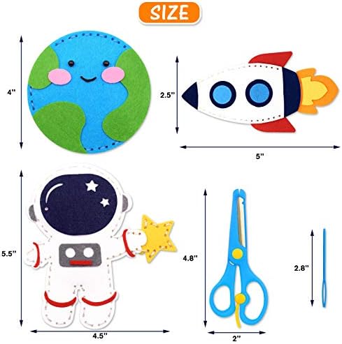 CiyvoLyeen Space Sewing Kit for Kids Solar System DIY Activity Kids Felt Craft Supplies for 7 8 9 10 11 12 Girls and Boys Educational Beginners Sewing Set of 11