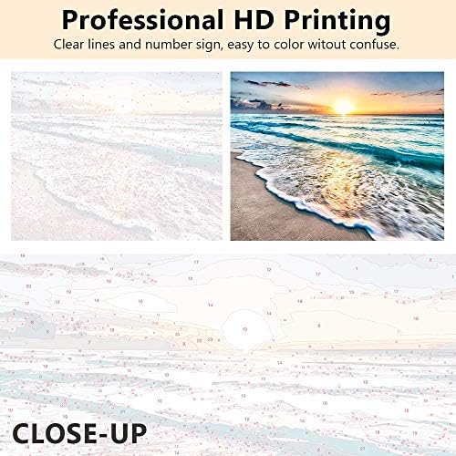 TUMOVO Paint by Numbers for Adults Beach Landscape DIY Canvas Painting Kit