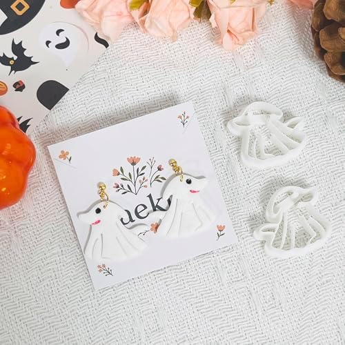 Xaekicr Halloween Ghost Dog Polymer Clay Cutters – Cute Clay Earring Cutters for DIY Jewelry Making, Polymer Clay Molds and Craft Tools, Set of 2
