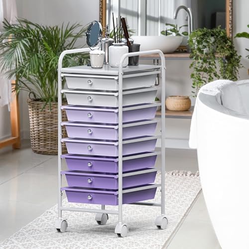 Simple Houseware 8 Drawers Rolling Utility Cart Art Craft Storage, Purple