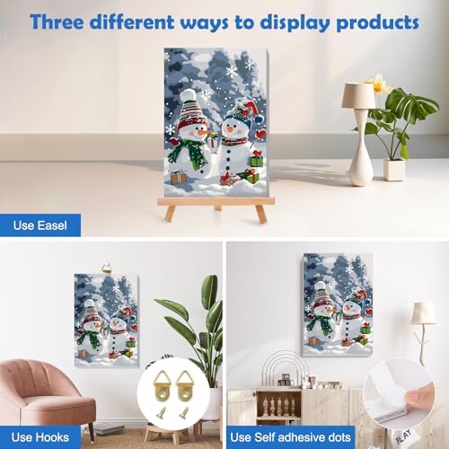 MOGTAA Christmas Paint by Numbers Kit for Adults Beginners with Frame, Snowman Adult Paint by Number Kits on Canvas with Easel, Easy DIY Winter Oil Painting Kits for Home Decor, 8x12in